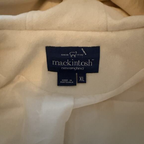 Mackintosh Women's Wool Coat Fox Fur Trim Hooded Vintage Cream White Size XL - Picture 7 of 11